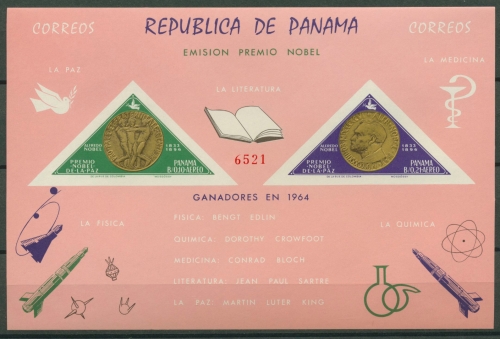 Panama 1965 Nobelpreisträger Block 39 postfrisch (C22409)
