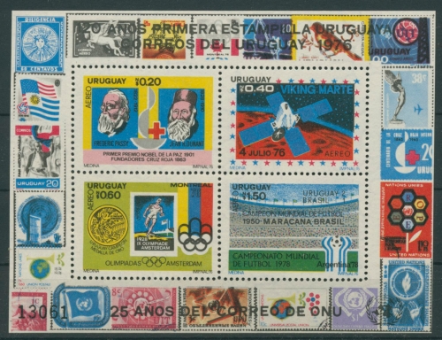 Uruguay 1976 Jahresereignisse Nobelpreis Olympia Block 31 postfrisch (C22530)