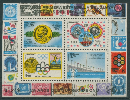 Uruguay 1976 Jahresereignisse Nobelpreis Olympia Block 32 postfrisch (C22531)