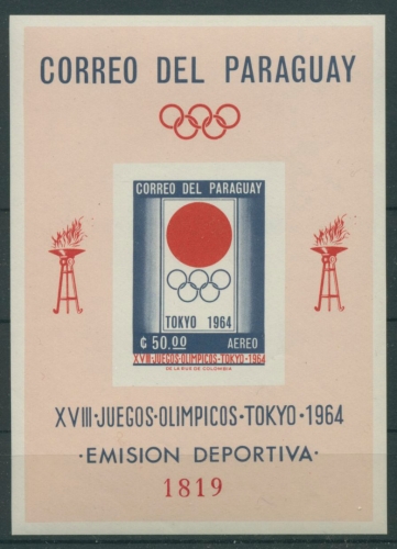 Paraguay 1964 Olympiade Tokio Block 51 postfrisch (C22599)