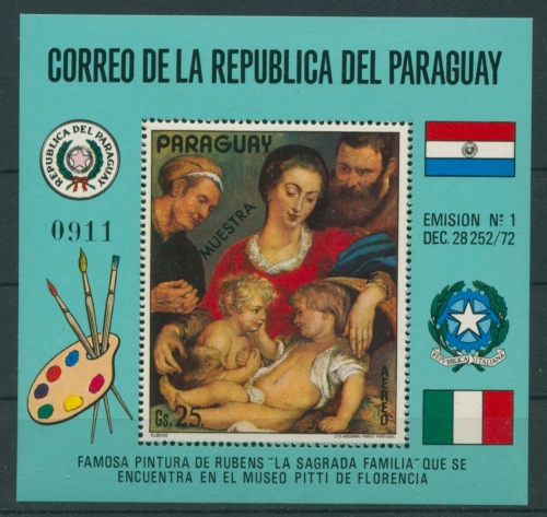 Paraguay 1973 Gemälde von Rubens Block 200 postfrisch, Muestra (C22611)