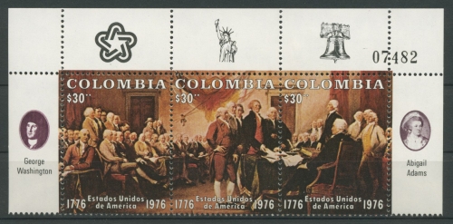 Kolumbien 1976 Unabhängigkeitserklärung USA1317/19 ZD Ecke postfrisch (C22719)