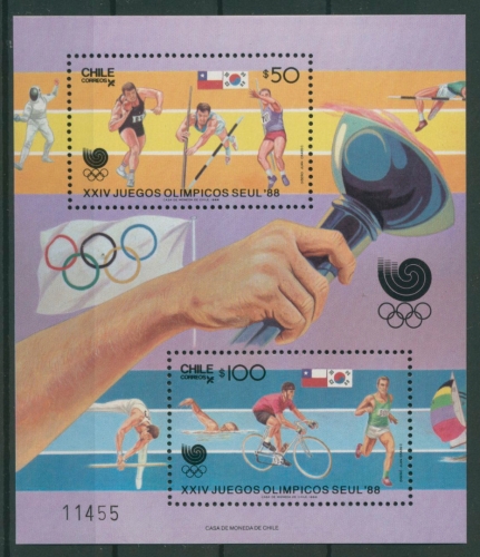 Chile 1988 Olympiade Seoul Block 7 postfrisch (C22799)