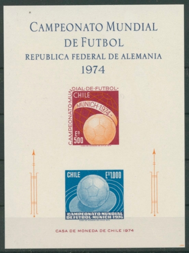 Chile 1974 Fußball-WM Deutschland 804/5 Gedenkblatt postfrisch o.G. (C22804)