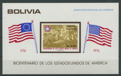 Bolivien 1976 Unabhängigkeit Amerika Schlachtfeld Block 66 postfrisch (C22835)