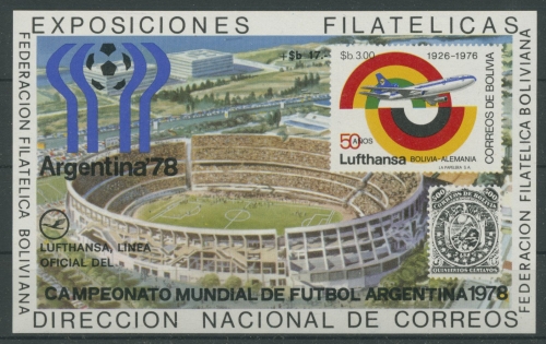 Bolivien 1978 Jahrersereignisse, Fußball-WM Block 79 postfrisch (C22841)