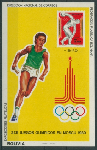 Bolivien 1980 Olympische Sommerspiele Moskau Block 93 postfrisch (C22852)