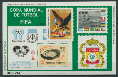 Bolivien 1980 Fußball-WM in Argentinien Block 96 postfrisch (C22853)