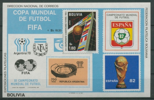 Bolivien 1980 Fußball-Weltmeisterschaften Block 99 postfrisch (C22855)