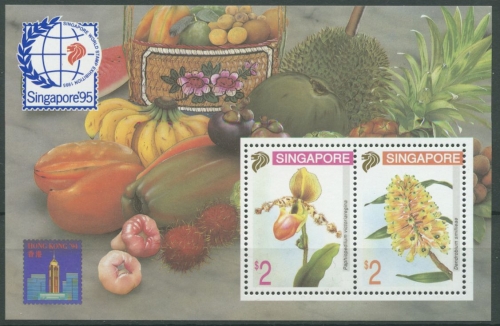 Singapur 1994 Orchideen HONGKONG´94 SINGAPORE´95 Block 31 postfrisch (C8694)