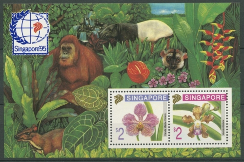 Singapur 1995 Orchideen Orang-Utan SINGAPORE´95 Block 33 A postfrisch (C8696)