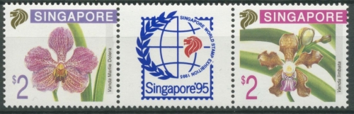 Singapur 1995 Orchideen SINGAPORE´95 Dreierstreifen 761/62 ZD postfrisch