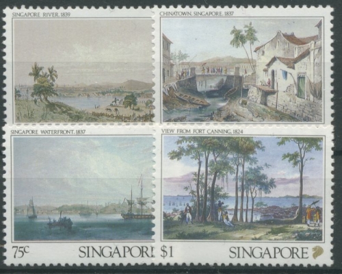 Singapur 1990 Gemälde mit Ansichten von Singapur 590/93 A postfrisch
