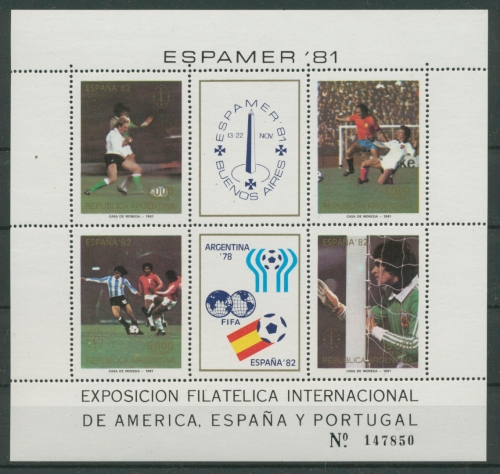 Argentinien 1981 Fußball-WM Spanien Block 28 postfrisch (C22901)