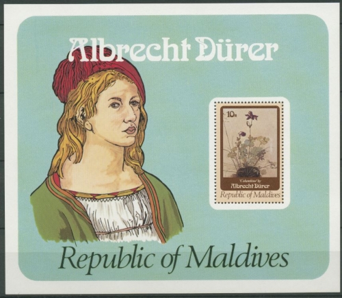 Malediven 1978 Albrecht Dürer Gemälde Columbine Block 53 postfrisch (C11096)