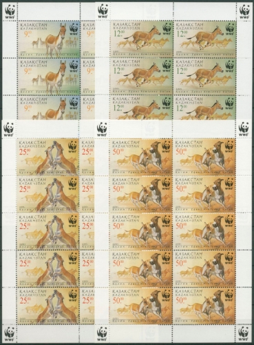 Kasachstan 2001 WWF Pferde Kulan Kleinbogen 345/48 K postfrisch (C8823)
