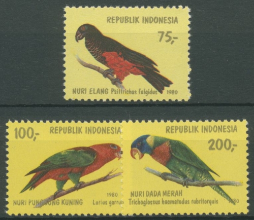 Indonesien 1980 Naturschutz: Vögel 988/90 postfrisch