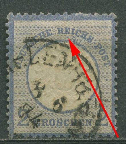 Deutsches Reich 1872 gr. Brustschild mit Plattenfehler 20 PF III gestempelt