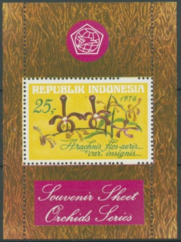 Indonesien 1976 Tourismus, Orchideen Block 19 postfrisch (C11240)
