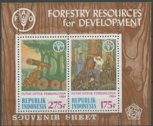 Indonesien 1984 Forstwirtschaft, Bäume Block 54 postfrisch (C11247)