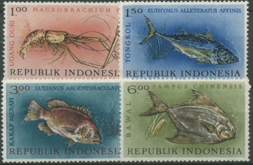 Indonesien 1963 Nationaler Fischereitag, Fische 392/95 postfrisch