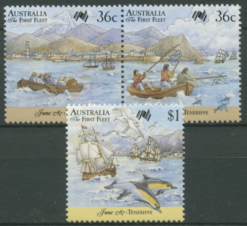 Australien 1987 200 J.Kolonisation Erste Flotte Teneriffa 1033/35 ZD postfrisch