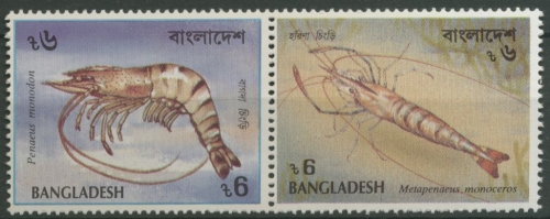 Bangladesch 1991 Garnelen Zusammendruck 411/12 ZD postfrisch
