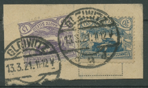 Oberschlesien GLEIWITZ 2 d 17, 18 auf Briefstück (OS416)