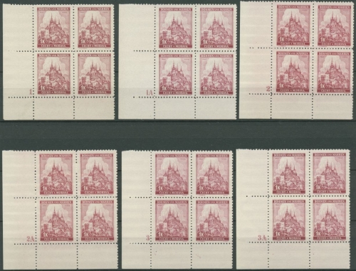 Böhmen & Mähren 1939 28 m. Plattennummer 1, 1A, 2, 2A, 3, 3A komplett postfrisch