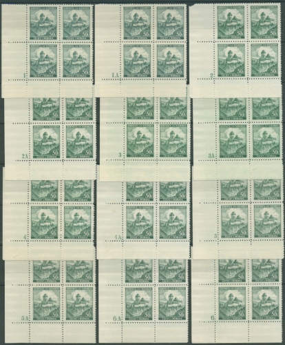 Böhmen & Mähren 1939 26 m. allen möglichen 12 Plattennummern komplett postfrisch