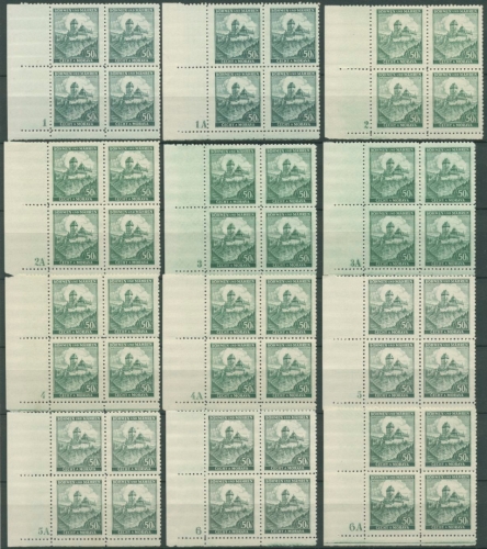 Böhmen & Mähren 1939 Nr. 26 alle möglichen 12 Plattennummern komplett postfrisch