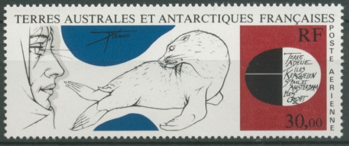 Franz. Antarktis 1985 Gemälde Forscher und Robbe 205 postfrisch