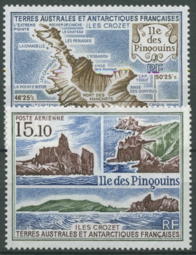 Franz. Antarktis 1988 Isle d. Pingouins Landkarte Insel Felsen 237/38 postfrisch