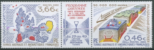 Franz. Antarktis 2002 geol. Erfassung d. Kerguelen 496/97 ZD postfrisch (C26311)