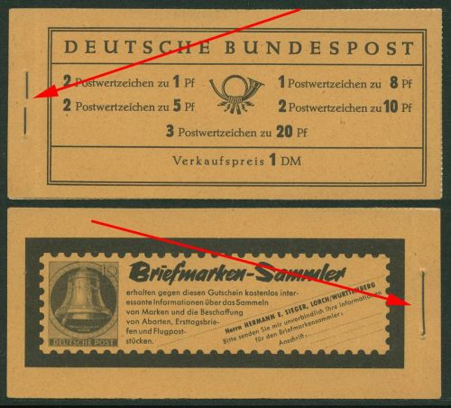 Bund 1960 Heuss/Ziffer MH 4 Y II RLV IV postfrisch, rückseitige Klammerung !!!