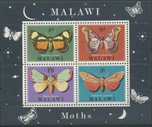 Malawi 1970 Schmetterlinge Nachtfalter Block 19 postfrisch (C26603)