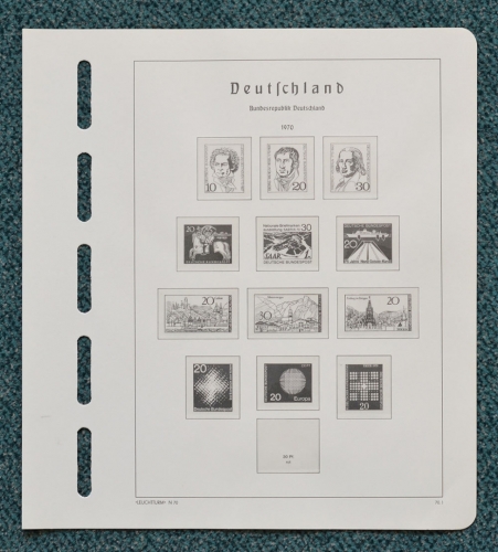LEUCHTTURM Vordruckblätter Bund 1970/74 SF gebraucht nur für Klemmbinder (Z188)