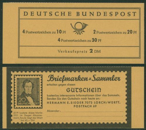 Bund 1967 Brandenburger Tor Markenheftchen MH 12 au RLV V postfrisch