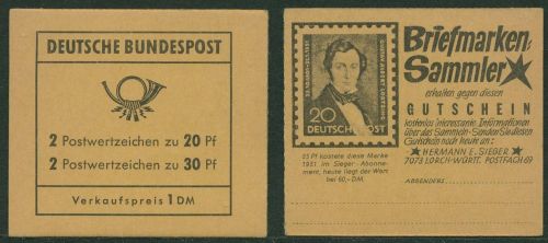Bund 1968 Brandenburger Tor Markenheftchen MH 14 b postfrisch