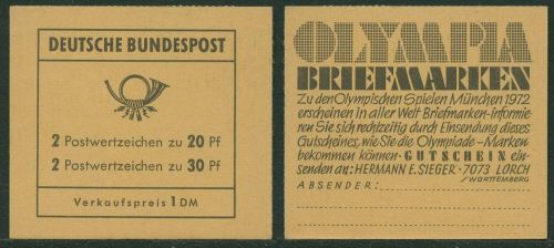 Bund 1968 Brandenburger Tor Markenheftchen MH 14 c postfrisch