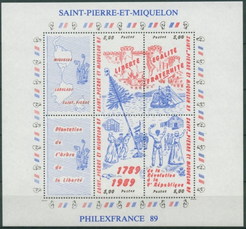 Saint-Pierre et Miquelon 1989 Franz. Revolution Block 2 postfrisch (C70984)