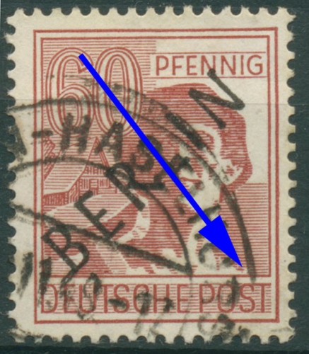 Berlin 1948 60 Pfennig Schwarzaufdruck mit Plattenfehler 14 VIII gestempelt