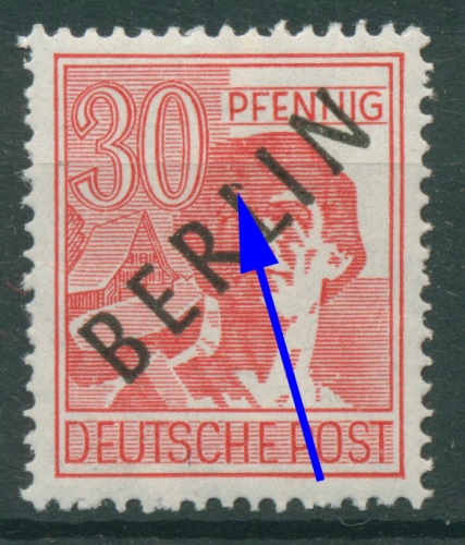 Berlin 1948 30 Pfennig Schwarzaufdruck mit Aufdruckfehler 11 I mit Falz