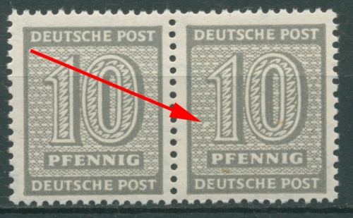 SBZ West-Sachsen Freimarken Ziffern mit Plattenfehler 131 Y w a II postfrisch