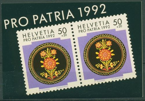 Schweiz 1992 Pro Patria Volkskunst Markenheftchen 0-92 gestempelt (C62138)