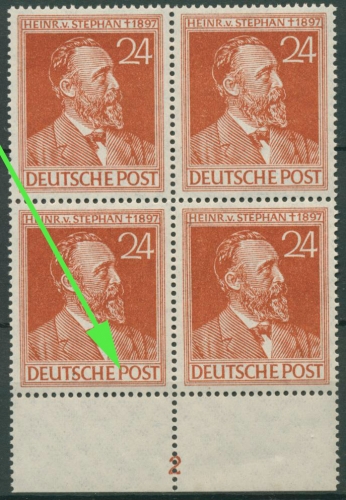 Alliierte Besetzung 1947 H. von Stephan Plattennummer 963 Pl.-Nr.: 2 postfrisch