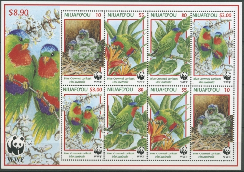 Niuafo'ou 1998 WWF Naturschutz Blaukäppchen Papagei 326/29 K postfrisch (C26741)