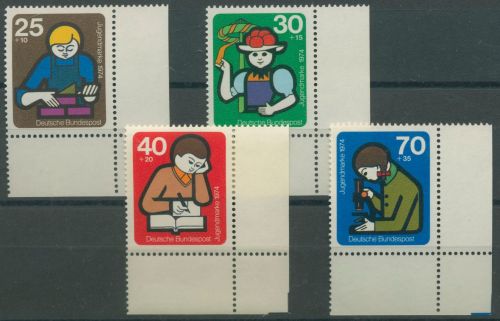 Bund 1974 Jugend: Int. Jugendarbeit 800/03 Ecke 4 unten rechts postfrisch (E538)