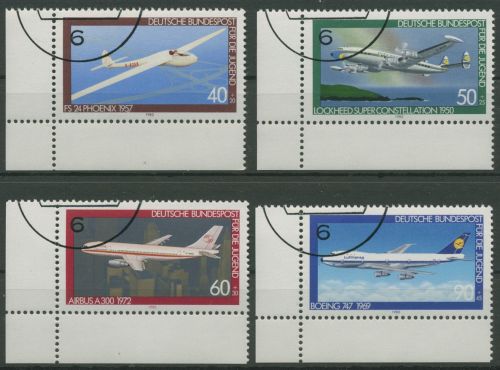 Bund 1980 Jugend Luftfahrt 1040/43 Ecke 3 unten links gestempelt (E1024)