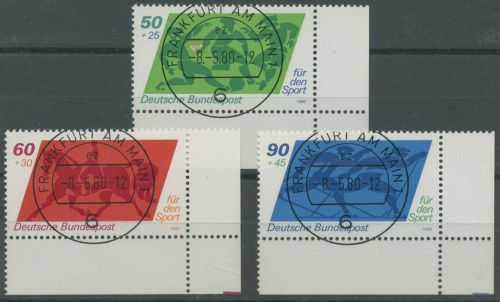Bund 1980 Sporthilfe 1046/48 Ecke 4 unten rechts TOP-Stempel (E32)